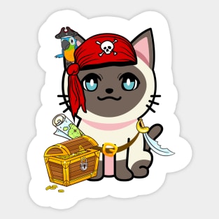 Cute siamese cat is a pirate Sticker